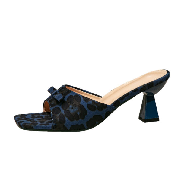 Womens Square-toe, Open-toe Leopard-print Chunky-heel Shoes - Image 2