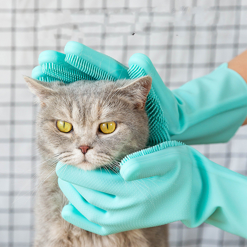 Silicone Dog Grooming Hair Comb Puppy Brush Glove Bath Cleaning Brushes Small Dog Cat Massage Pet Grooming Gloves - Image 1