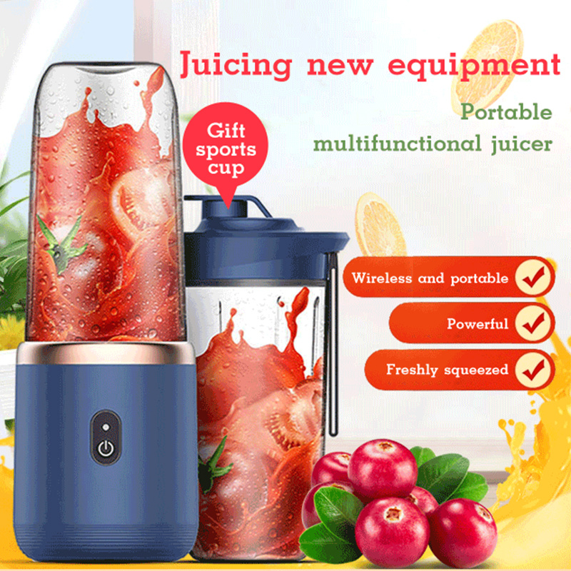 6blade Portable Blender Mini Juicer Cup Extractor Smoothie USB Charging Fruit Squeezer Blender Food Mixer Ice Crusher Portable Juicer Machine - Image 1