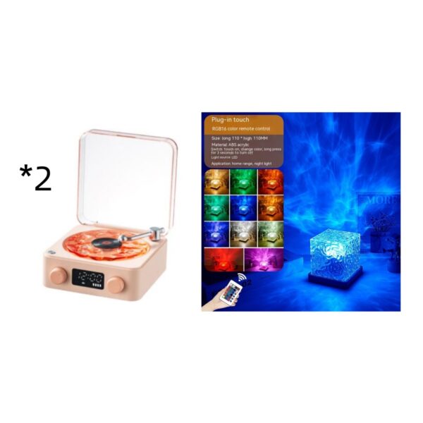 Retro Turntable Speaker Wireless Bluetooth-compatible 5.0 Vinyl Record Player Stereo Sound With White Noise RGB Projection Lamp Effect - Image 30