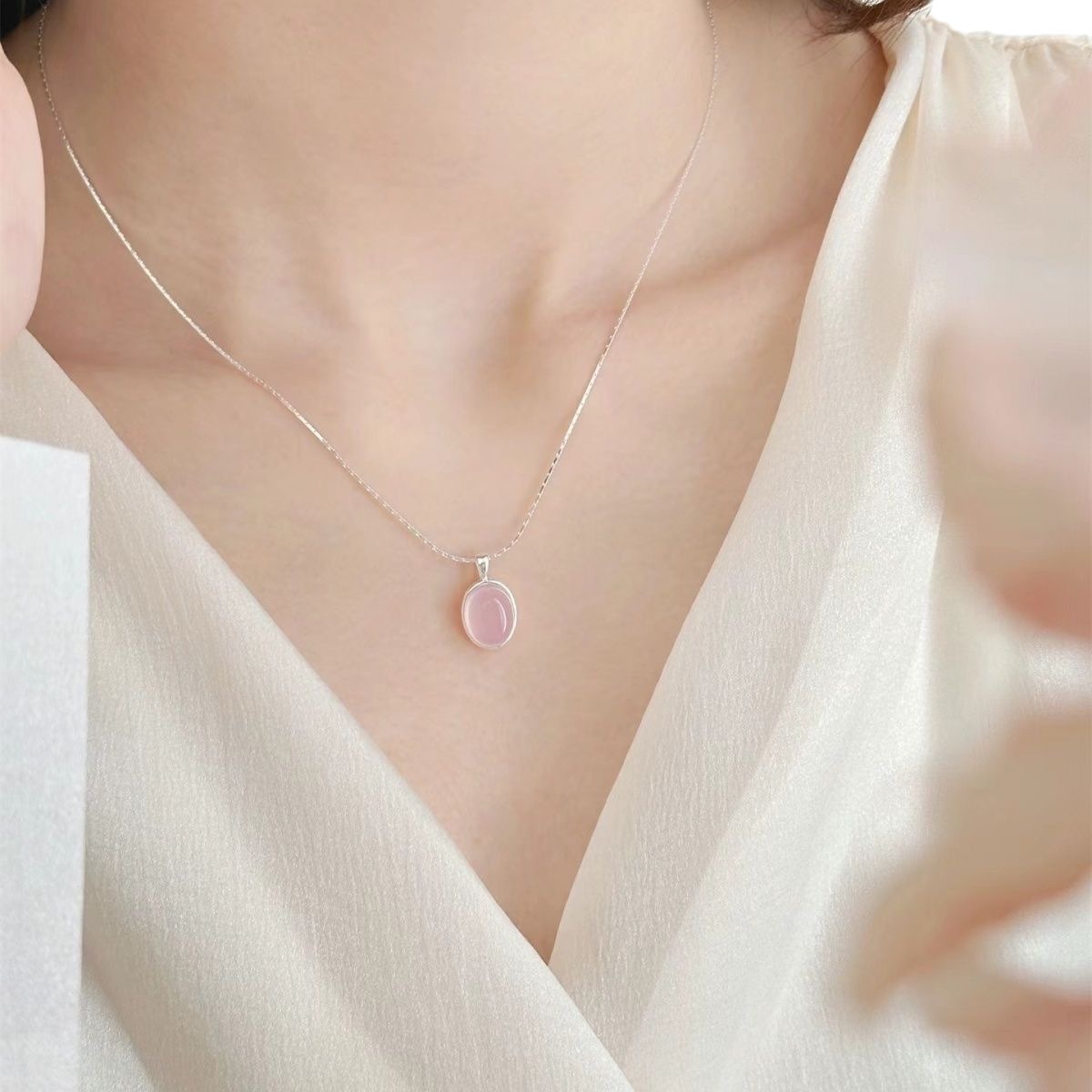 Strawberry Quartz Crystal Necklace Womens Pendant Collarbone - Image 6