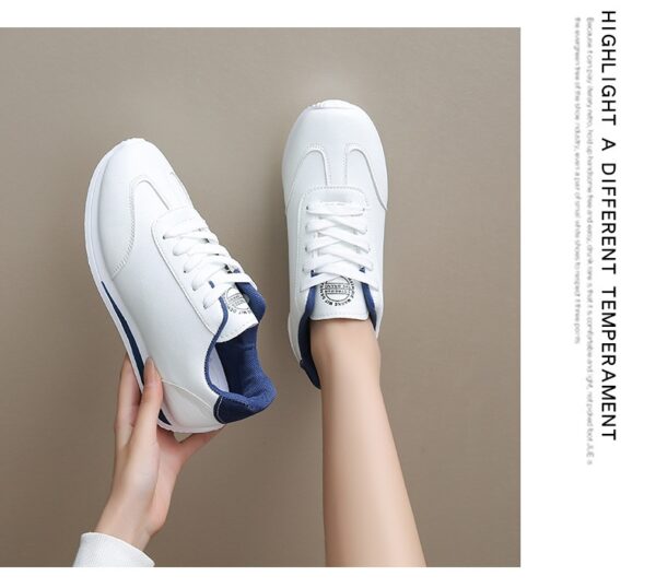 Plus-size Women's Leather Lace-up Casual Sneakers - Image 14