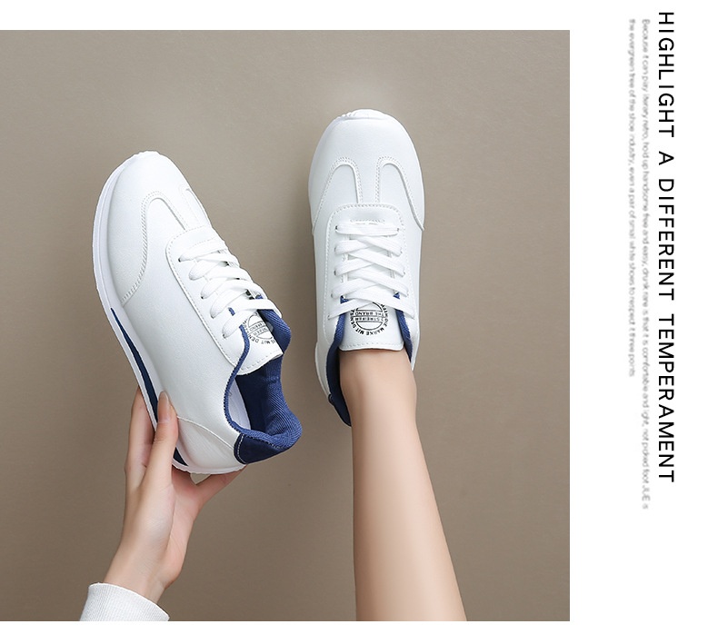 Plus-size Women's Leather Lace-up Casual Sneakers
