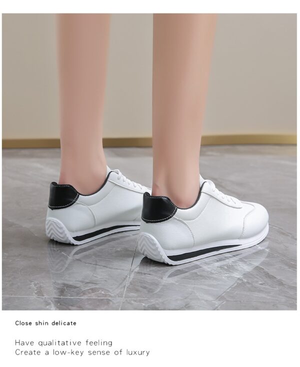 Plus-size Women's Leather Lace-up Casual Sneakers - Image 19