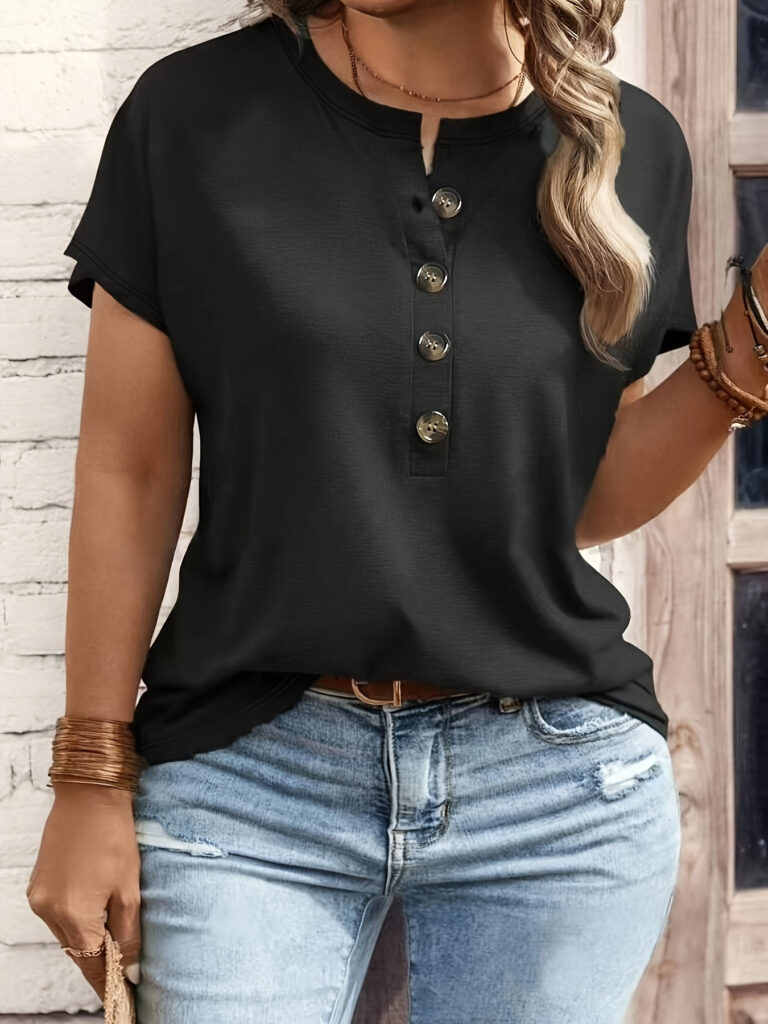 Spring Summer Womens Solid-Color Crewneck T-Shirt
