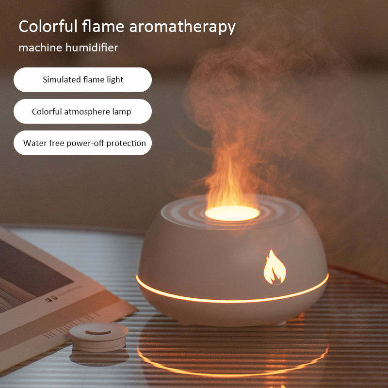 Flame Humidifier Aromatherapy Diffuser 7 Colors Light Home Air Humidifier 130ML USB Room Fragrance Essential Oil Diffuser - Image 1