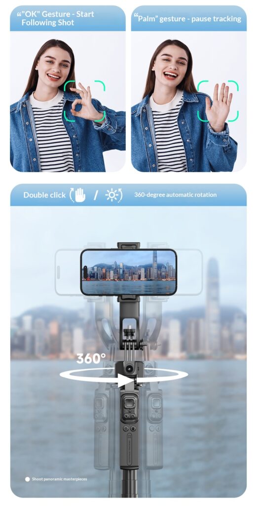 C17 Smartphone Selfie Stick Smart  Stabilized Extendable Gimbal With Full Auto Mode