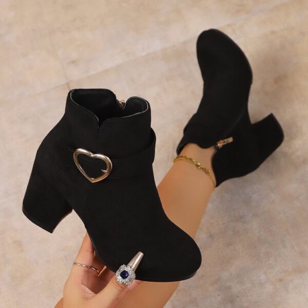 Plus-size British-style Square-toe High-heeled Versatile Womens Ankle Boots - Image 12