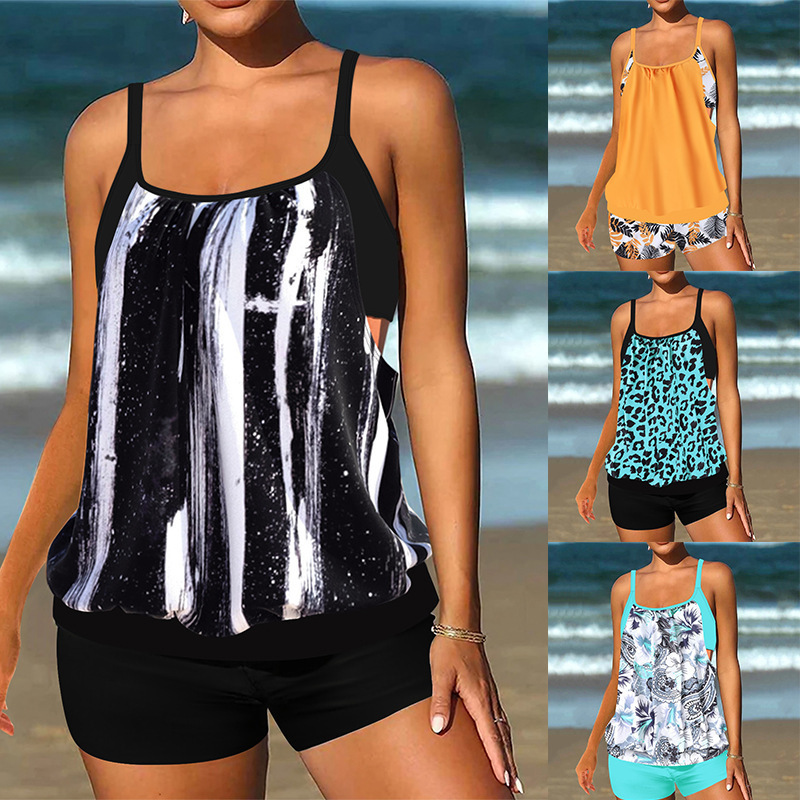 Printed Two-Piece Swimsuit Womens Beach Swimwear Set - Image 1