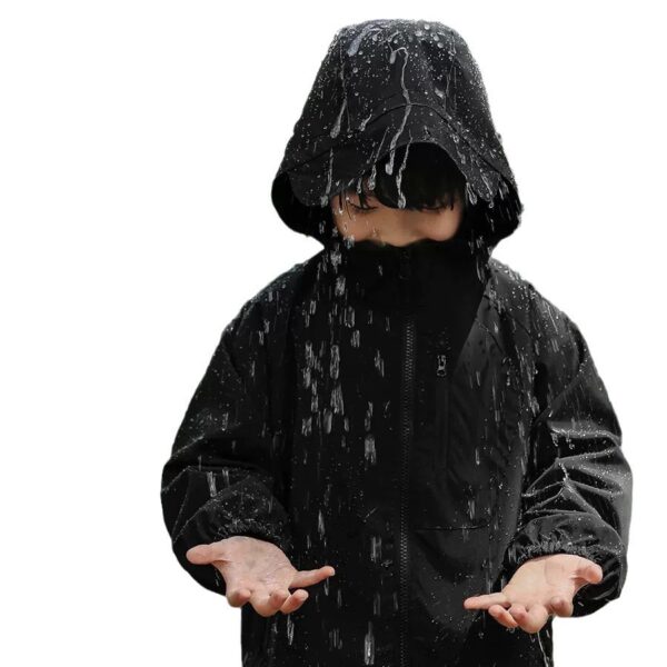 Hooded Windproof Outdoor Jacket For Older Children - Image 3