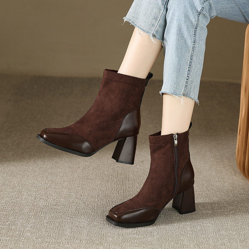 Fat Feet British Style Chunky Heel Booties - Image 9