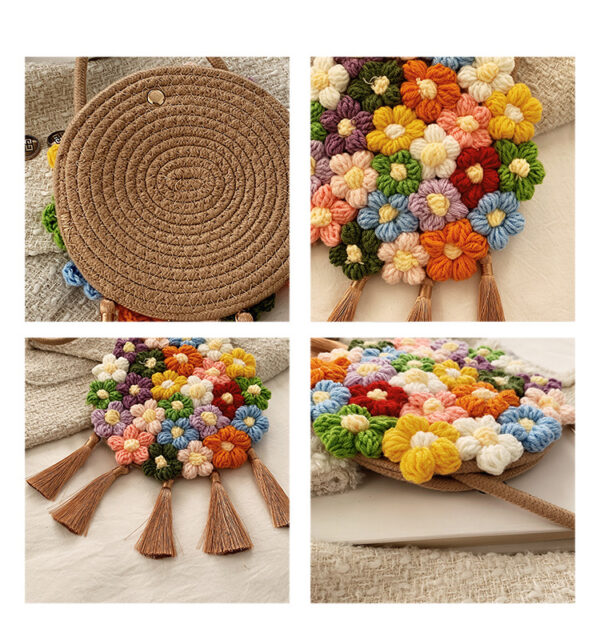 Ethnic Fluffy Bag For Women, Fashion Trend, Floral Small Round Bag, Stylish And Versatile, Can Be Worn On One Shoulder Or Cross-body - Image 13