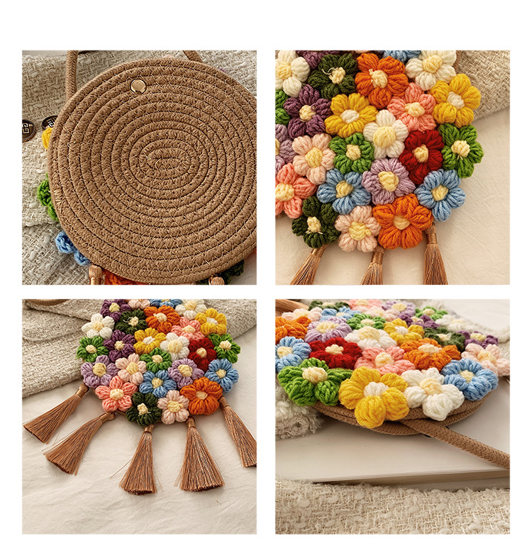 Ethnic Fluffy Bag For Women, Fashion Trend, Floral Small Round Bag, Stylish And Versatile, Can Be Worn On One Shoulder Or Cross-body - Image 13