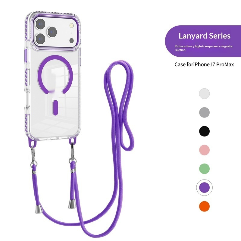 17 Pro Max Transparent Magnetic Case With A Crossbody Lanyard - Image 91