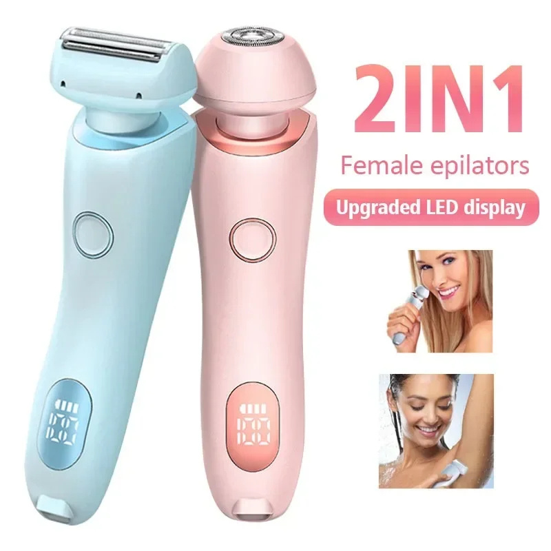 2 In 1 Hair Removal Epilator USB Rechargeable Trimmer Women Body Razor Face Leg Armpit Bikini Hand Pubic Shaver Hair Remover - Image 1