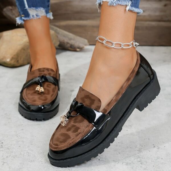 New 2025 Autumn Winter Korean Style Mid-Heel Retro Leopard Print Buckle Loafers, Lightweight Height-Increasing Non-Slip Casual Shoes - Image 8