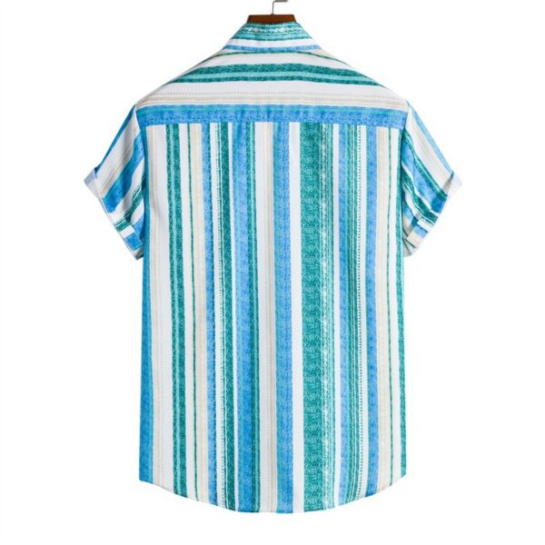Men's Striped Fashionable Loose Short-Sleeve Shirt - Image 16