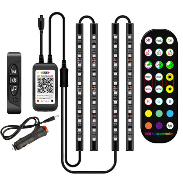 Styling Decorative Lamp LED Car Interior Light Waterproof Ambient Lamp Of Wireless Remote Music Control Car RGB Strip Lights - Image 6