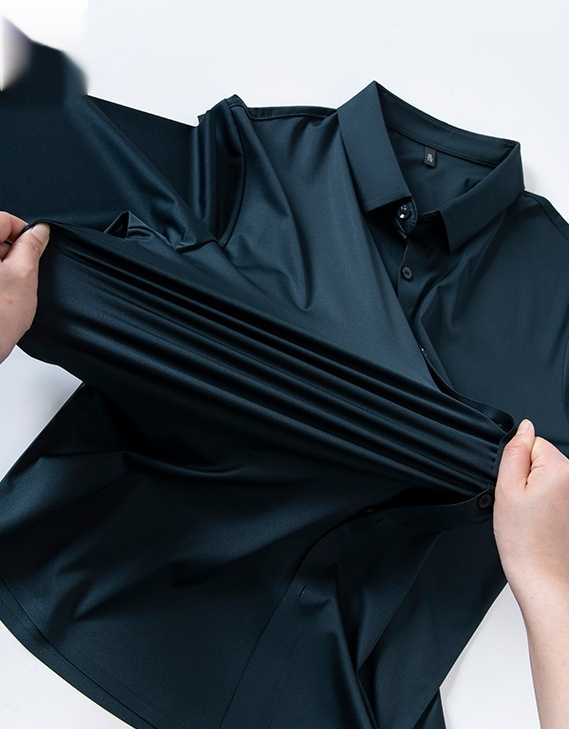 High-elasticity Mens Seamless Wrinkle-free Ice-silk Long-sleeve Shirt - Image 54