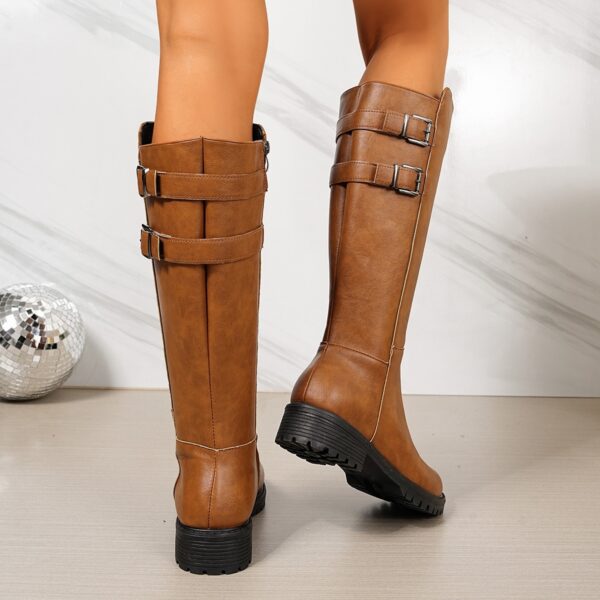 Retro Chunky-Soled High-Cut Equestrian Boots For Women - Image 21