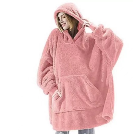 Hoodie Sweatshirt With Big Pocket Tops Sweater Comfortable Loose Double-Sided Fleece Thicker Wearable Blanket - Image 5
