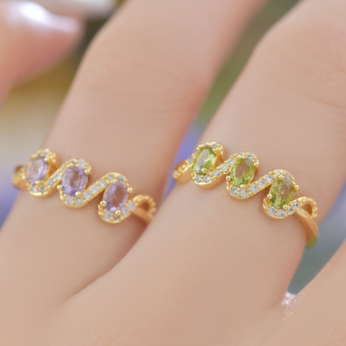 Purple Zircon Ring With Adjustable Opening - Image 1