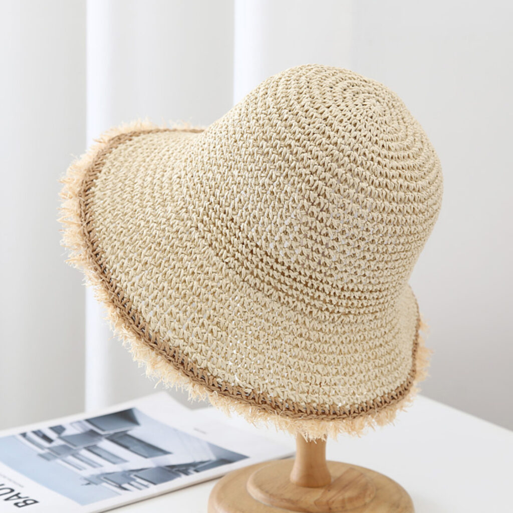 The Korean Version Of The Wide-brimmed, Fringed, Woven Straw Hat, Sun Hat, Round-top Fisherman's Hat, Beach Vacation Hat, And Sandcastle Hat Is Suitable For Vacations.