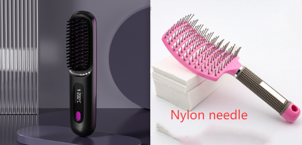 2 In 1 Straight Hair Comb Wireless Hair Straightener Brush Hair Fast Heating Portable Hot Curler USB Charging - Image 19