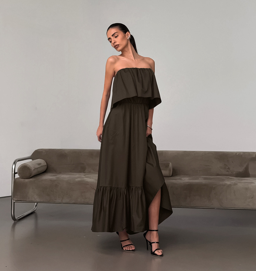 Fashionable Ruffled Strapless Dress - Image 5