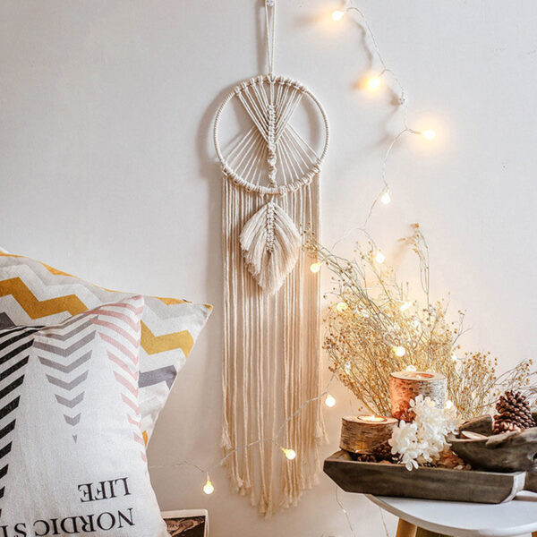 Woven Tapestry Star Moon Decoration Dreamcatcher Hanging Lamp Bedroom Wall Hanging - Image 9