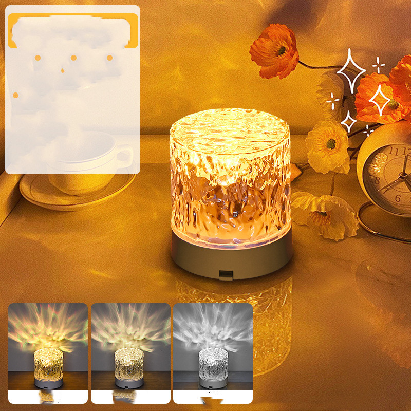 Crystal Lamp Water Ripple Projector Night Light Decoration Home Houses Bedroom Aesthetic Atmosphere Holiday Gift Sunset Lights Home Decor - Image 18
