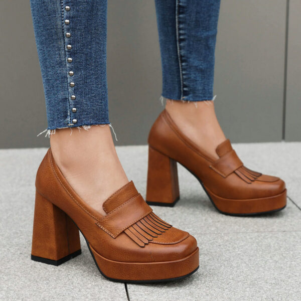 Women's Retro Chunky-Soled Commute Wedge Ultra-High Heels - Image 8