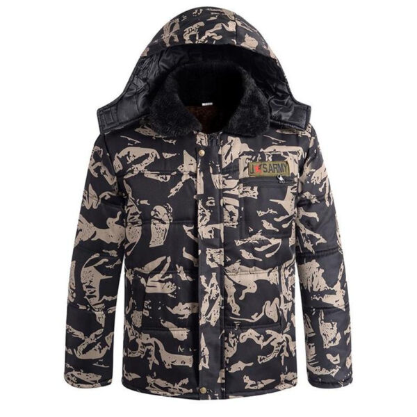 Winter Thickened Fleece Lined Camouflage Cotton Padded Jacket For Men - Image 24