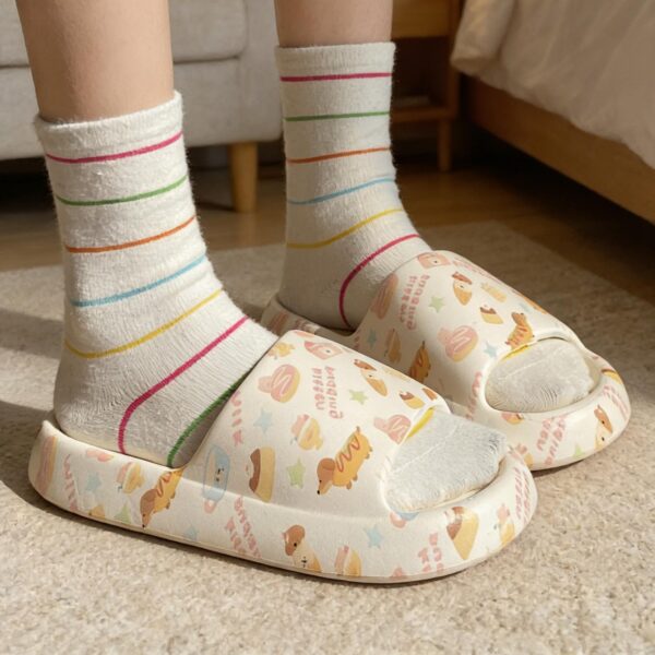 Printed Sausage Dog Slide Sandals For Women - Image 14