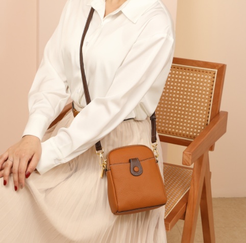 Lychee Pattern Mobile Phone Bag Small High Quality Leather Crossbody Bags For Women Wallet - Image 5