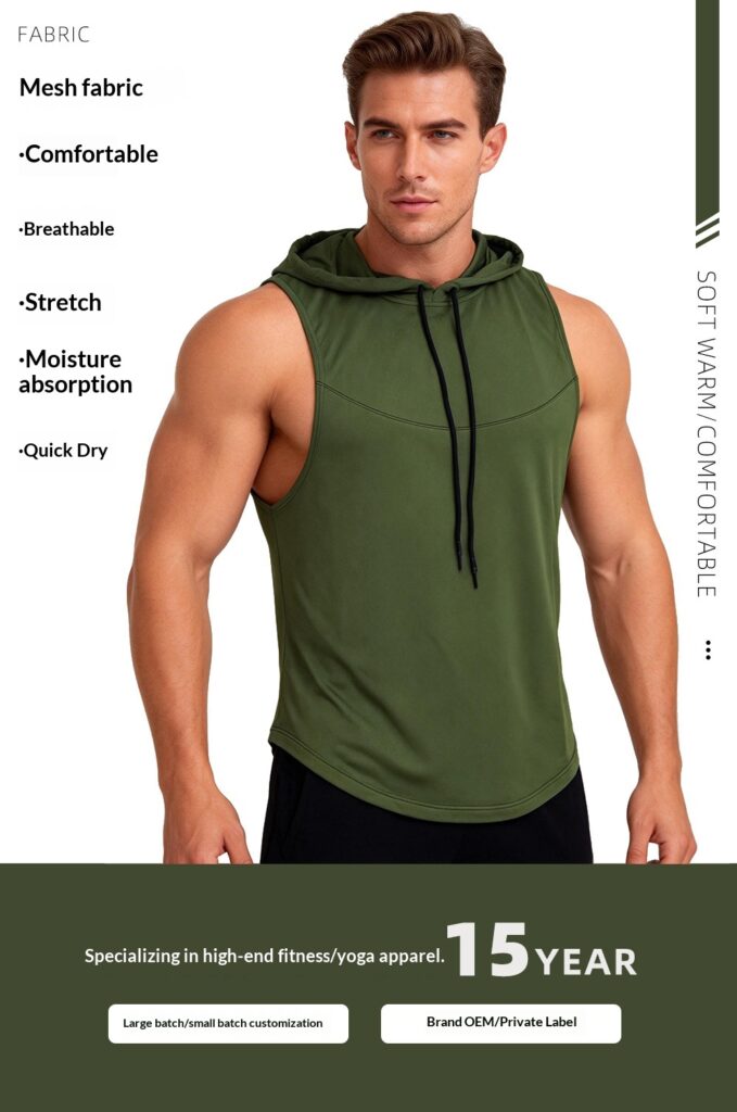Men's High-Elastic Breathable Fitness Vest With Hood