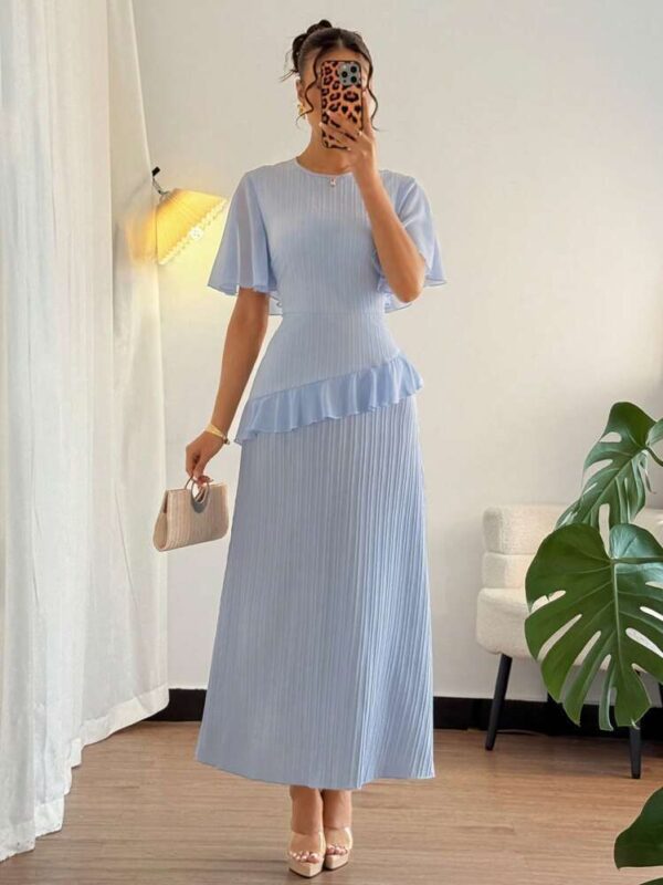 Women's Ruffle-Trimmed Round-Neck Casual Dress - Image 12