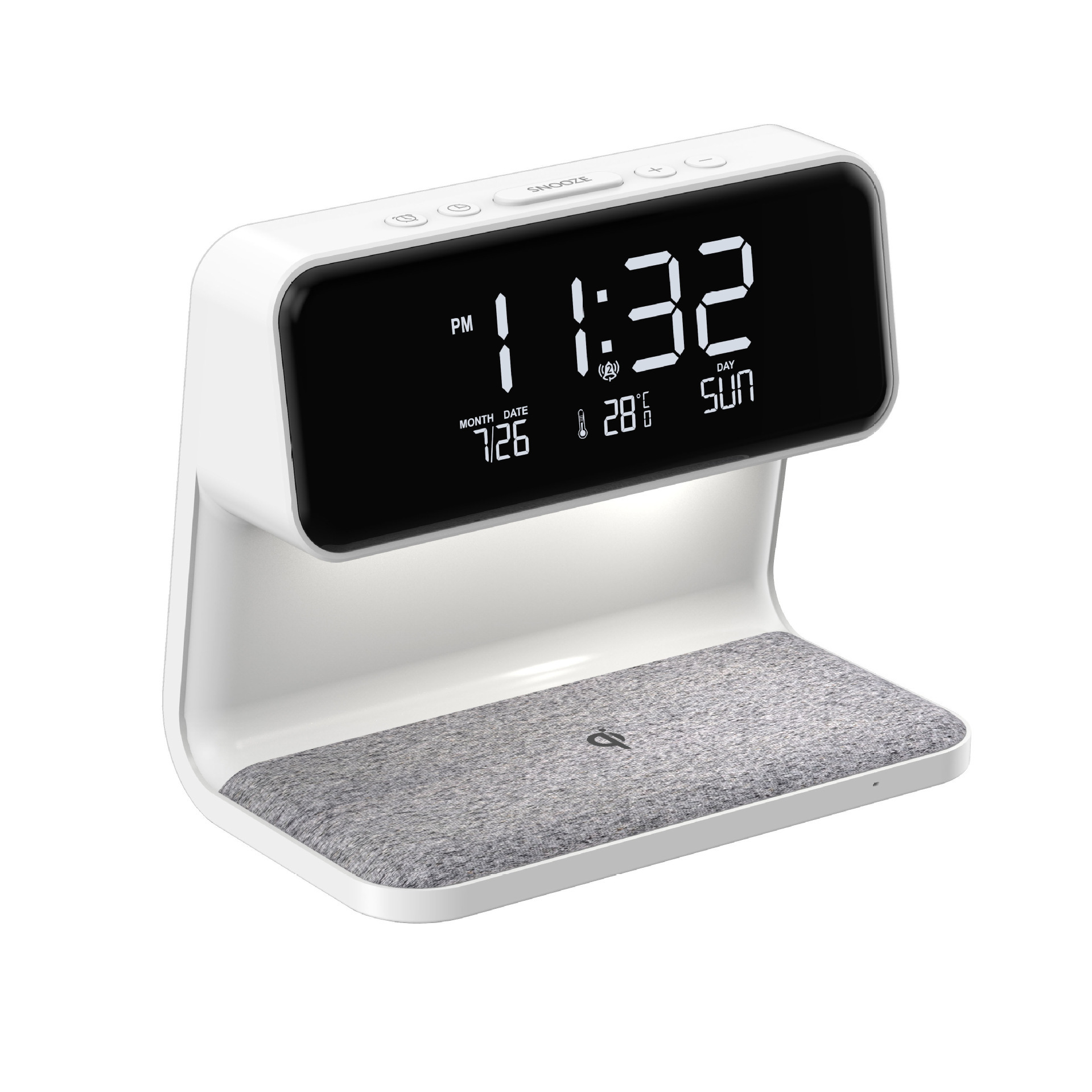 Creative 3 In 1 Bedside Lamp Wireless Charging LCD Screen Alarm Clock  Wireless Phone Charger - Image 15