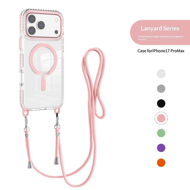 17 Pro Max Transparent Magnetic Case With A Crossbody Lanyard - Image 73