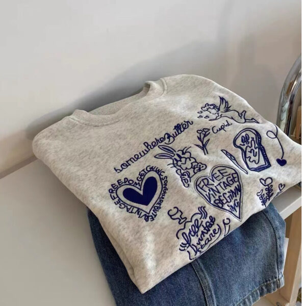 Chest-embroidered Heart And Bunny