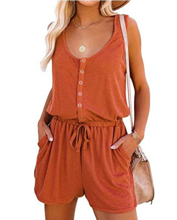 Sleeveless Jumpsuit Waist-Cinching Lace-Up - Image 2