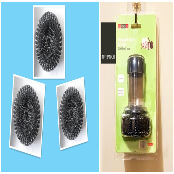 Kitchen Soap Dispensing Palm Brush Cleaner Push-type Brush Kitchen Detergent Tools - Image 29