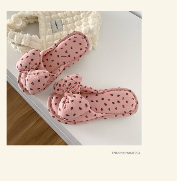 Household Sweet Bow-Knot Womens Cotton And Linen Slippers - Image 11