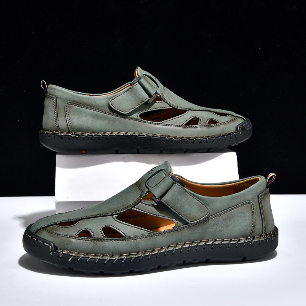 Breathable Hand-Sewn Mens Closed-Toe Sandals