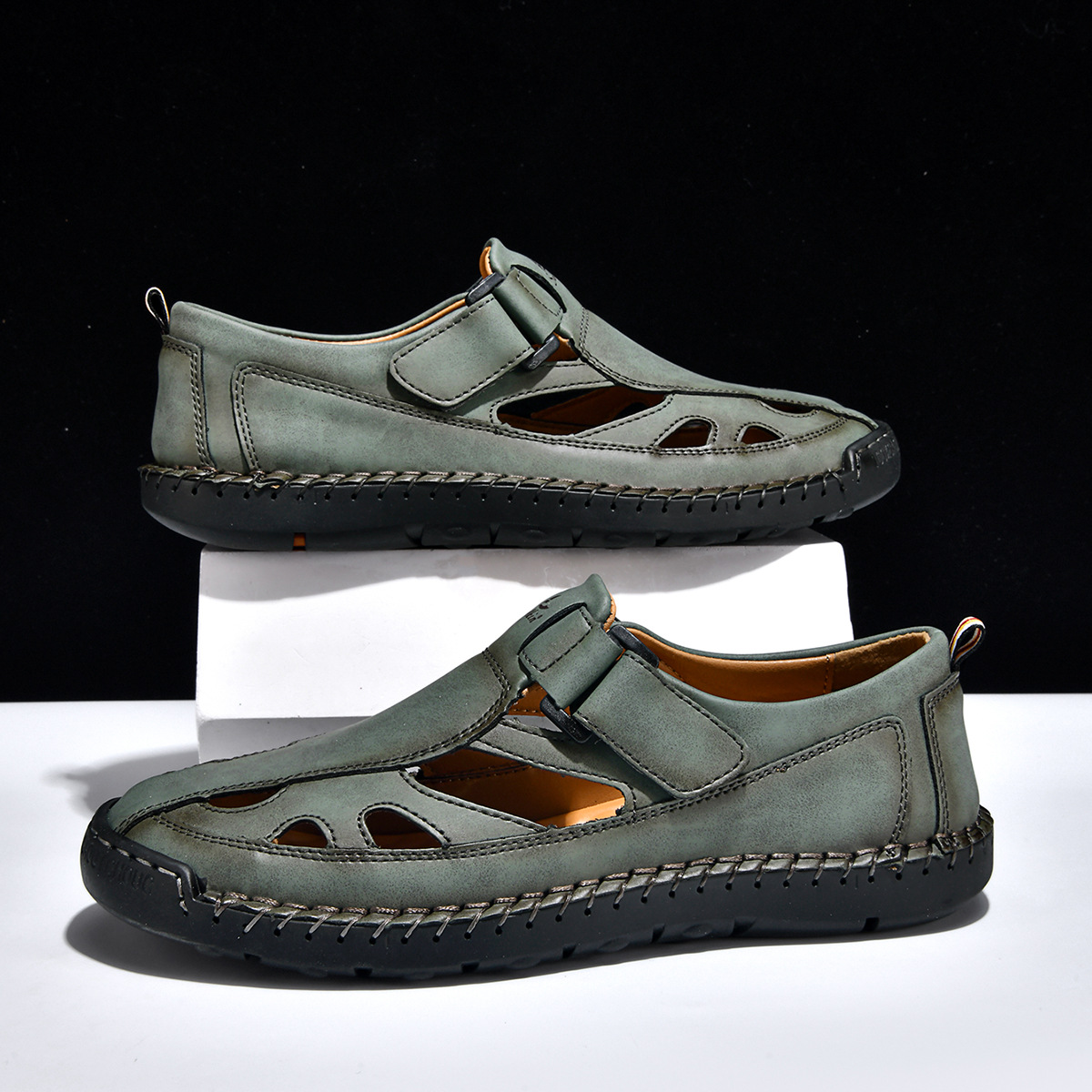 Breathable Hand-Sewn Mens Closed-Toe Sandals - Image 17
