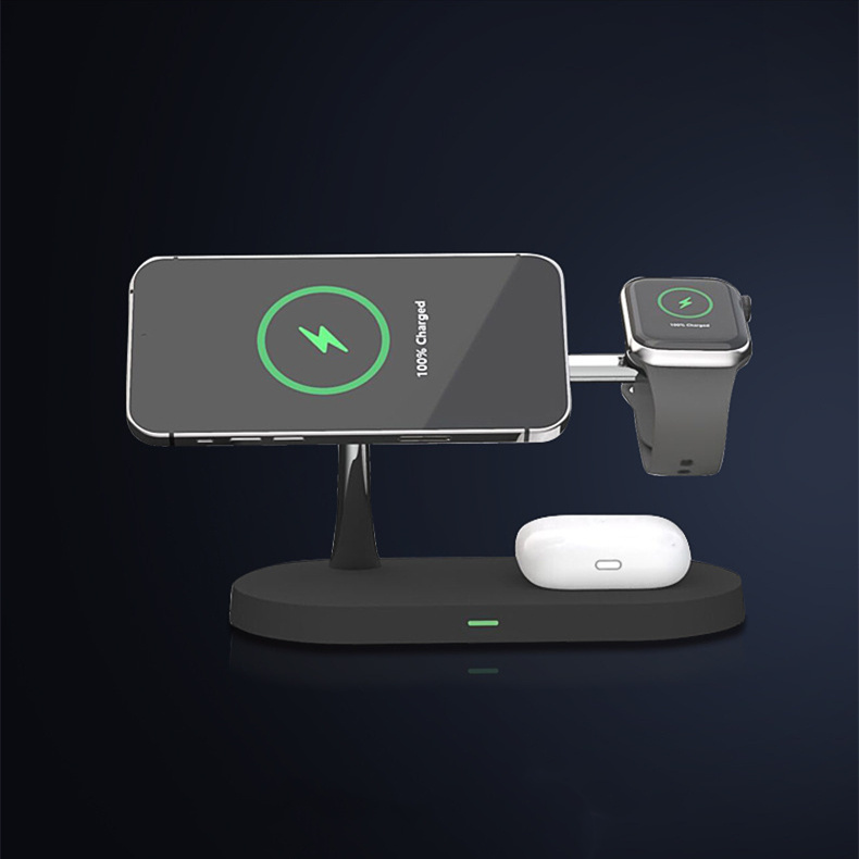 Multifunctional Five-In-One Magnetic Wireless Charging Watch Headset Desktop Mobile Phone Holder Charger 15W Fast Charge - Image 7