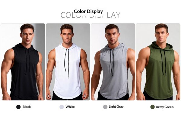 Men's High-Elastic Breathable Fitness Vest With Hood - Image 23