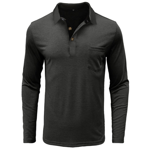 Mens Long-sleeve Lapel T-shirt Winter Base Layer Top - Image 16