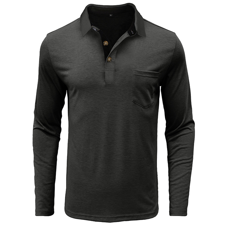 Mens Long-sleeve Lapel T-shirt Winter Base Layer Top - Image 16