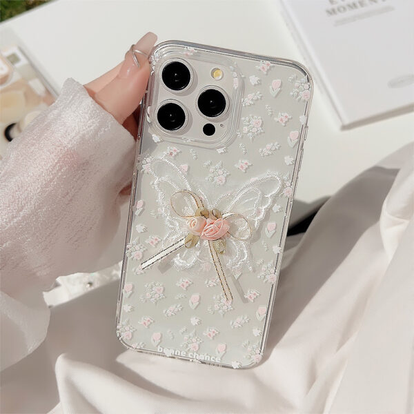 Aesthetic Embroidered Butterfly Flower Phone Case With A Transparent Lace Pendant - Image 50